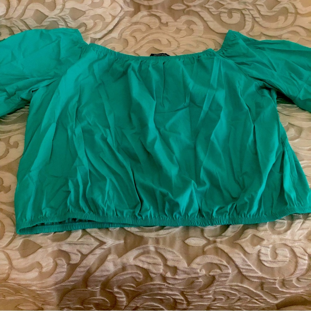 Green Off the Shoulder Blouse